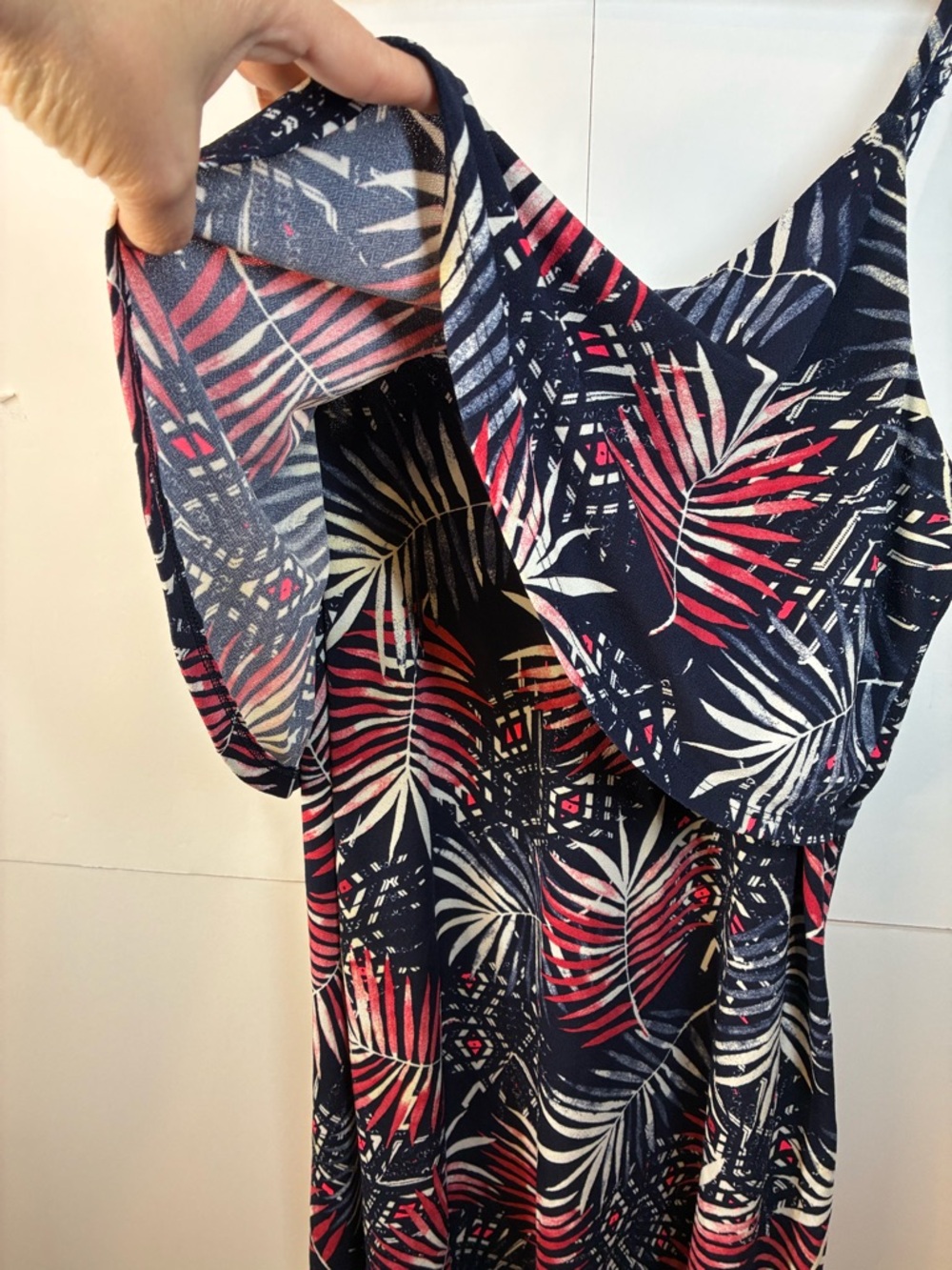 Express Tropical Palm Print Dress Size Medium Ruffle Layered Flowy Sundress - Picture 3 of 6